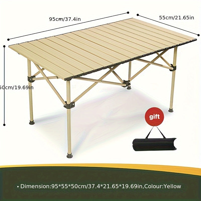 Foldable Outdoor Camping Table Durable Golden Material Roll-Up Design