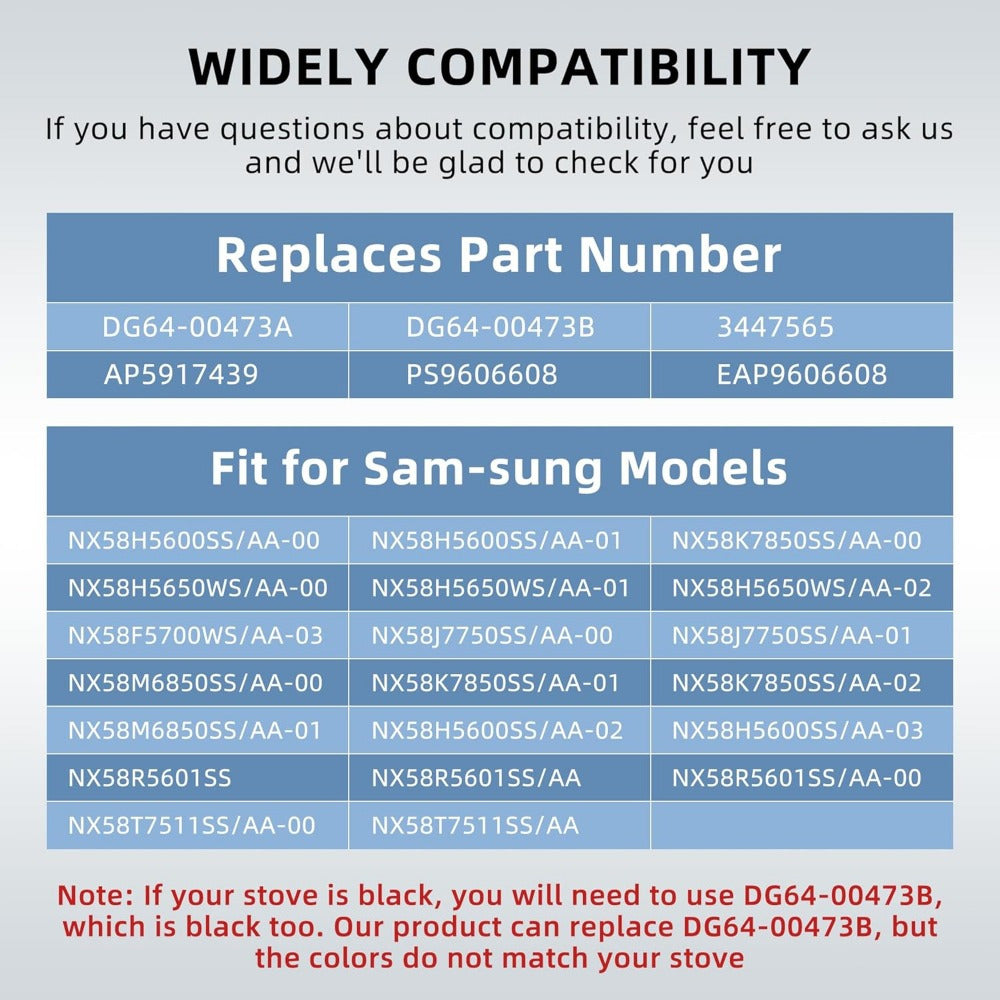 Metal D-Shaped Control Knob for Gas Stoves Compatible with NX58F5700WS NX58H5600SS NX58H5650WS NX58J7750SS
