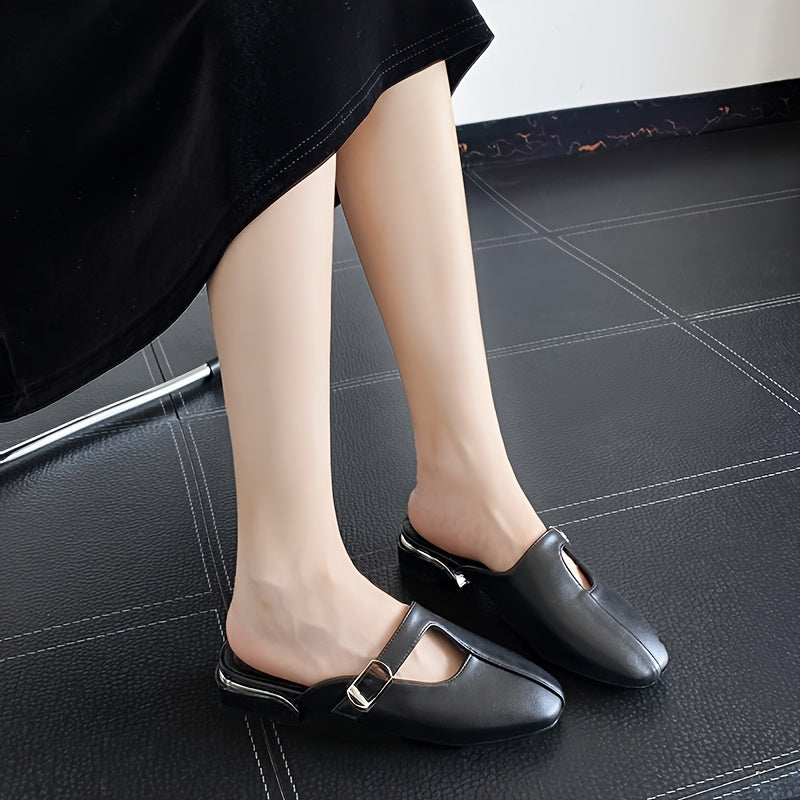 Women Mule Shoes Synthetic Cover Black White Pointed Toe All-Season