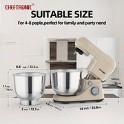 Миксер для кухни с наклонной головкой, объем 5.5QT, мощностью 1300 Вт, с крюком для теста, венчиком для яиц и взбивалкой