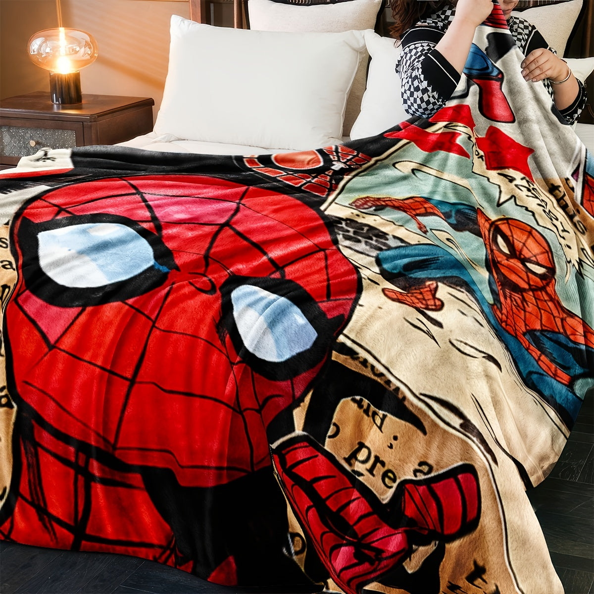 Cartoon Spider Plush Blanket for All Seasons High-Quality Polyester Cozy Bed Sofa Travel Camping