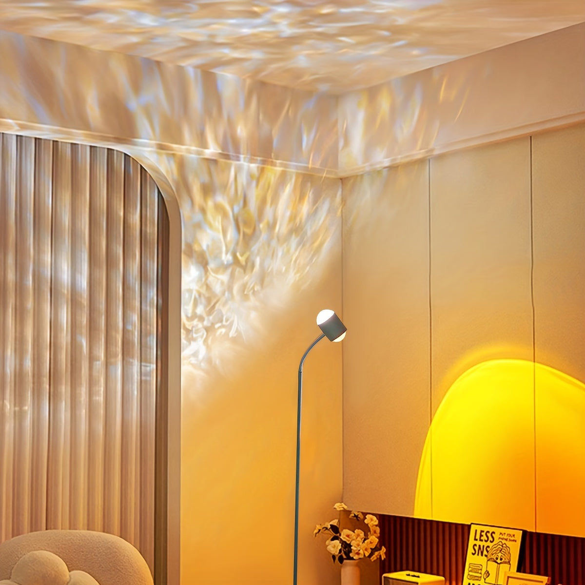 LED Night Light with Water Ripple and Dual Head Projection for Photography and Decoration