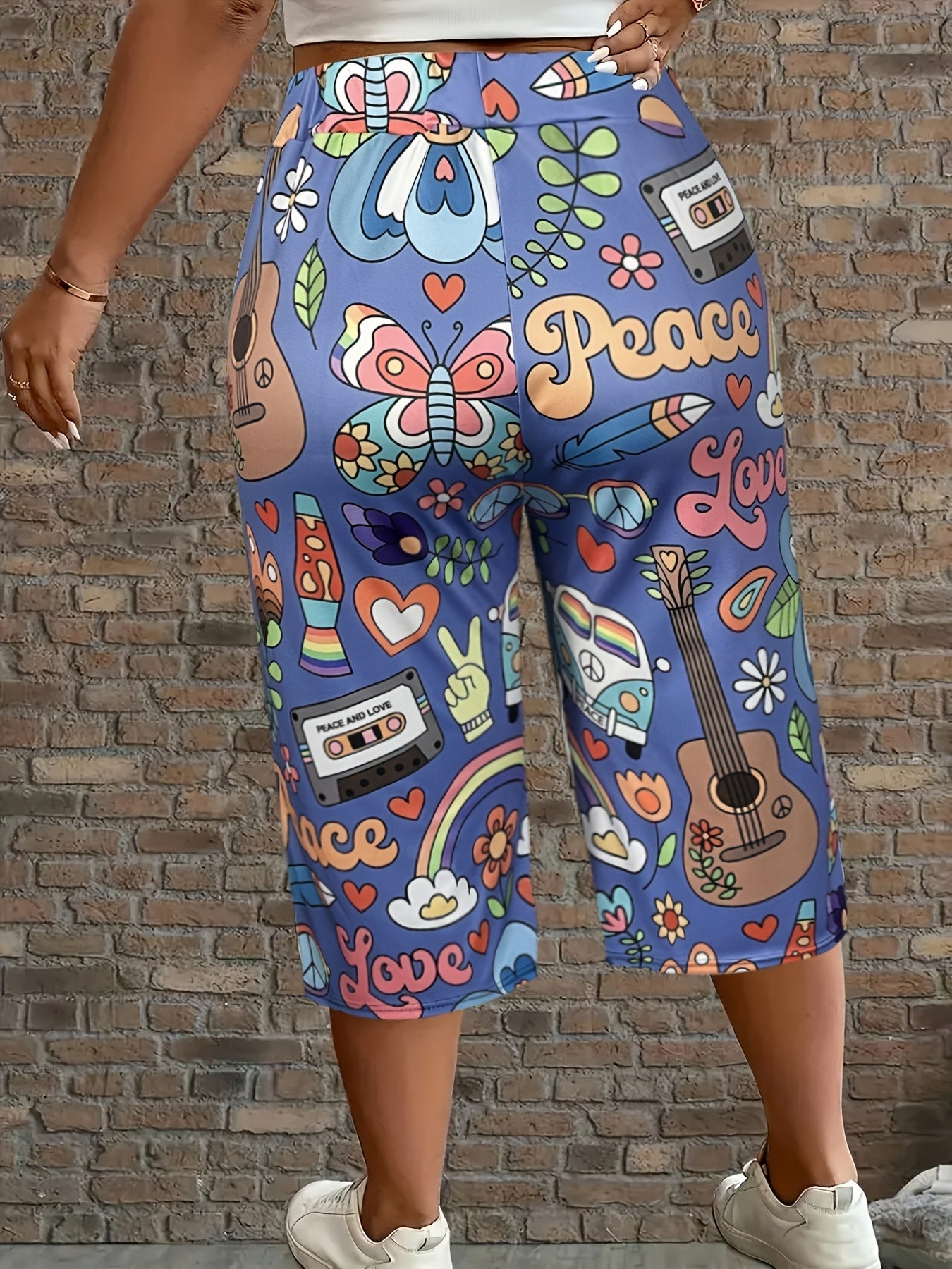 Women's Plus Size Floral Print Capri Pants High-Rise Mid-Thigh Comfortable Allseason