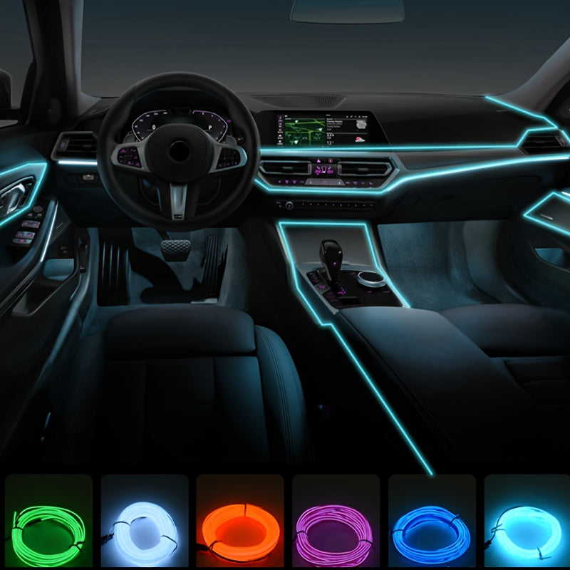 Car Interior LED Light Strip USB Powered Neon Cold Light Auto Decoration