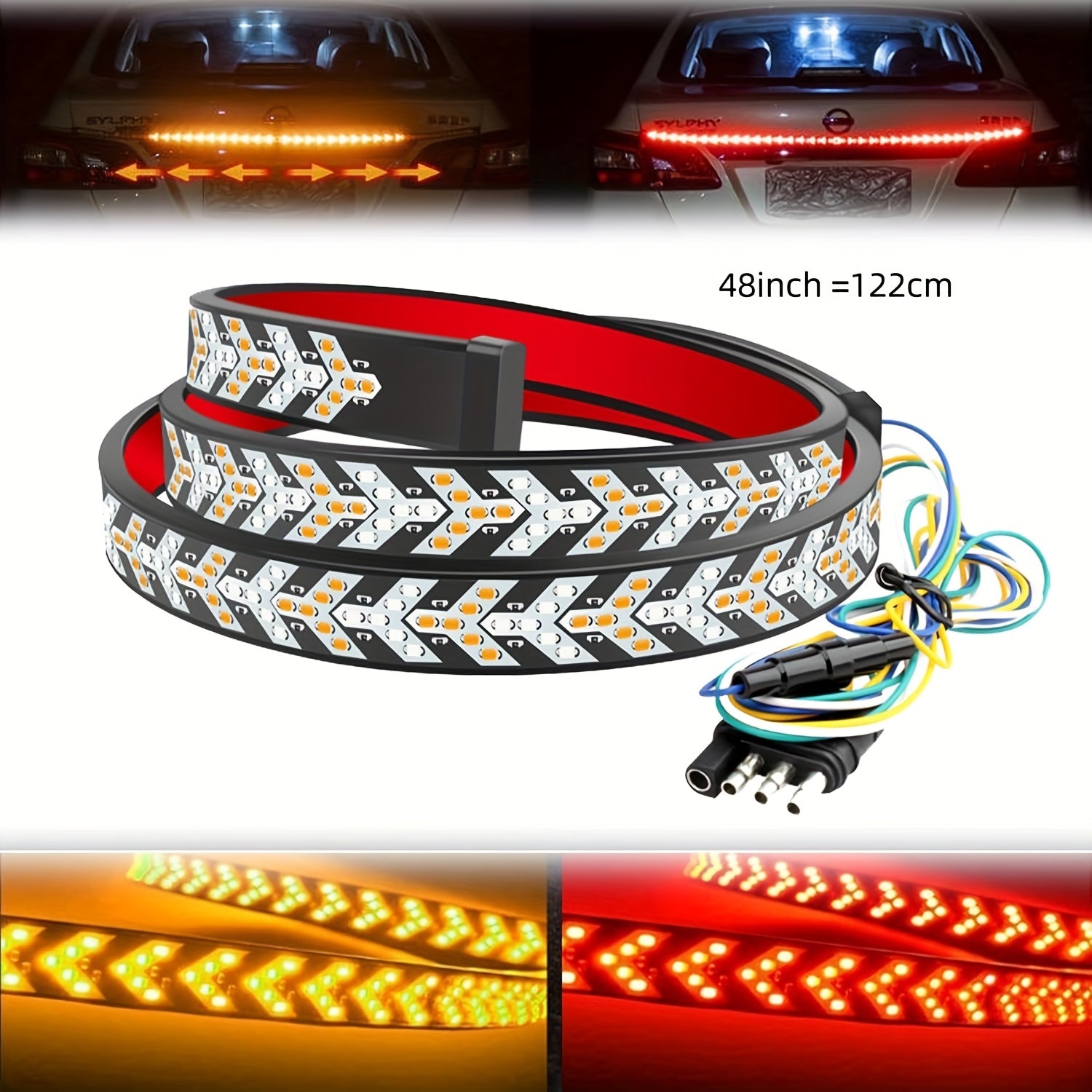48-Inch Multi-Color LED Tailgate Light Strip for Trucks Hardwired
