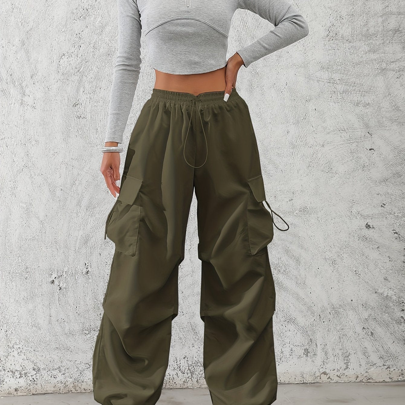 Women's Cargo Pants Polyester Drawstring Waist All-Season Casual Elegant