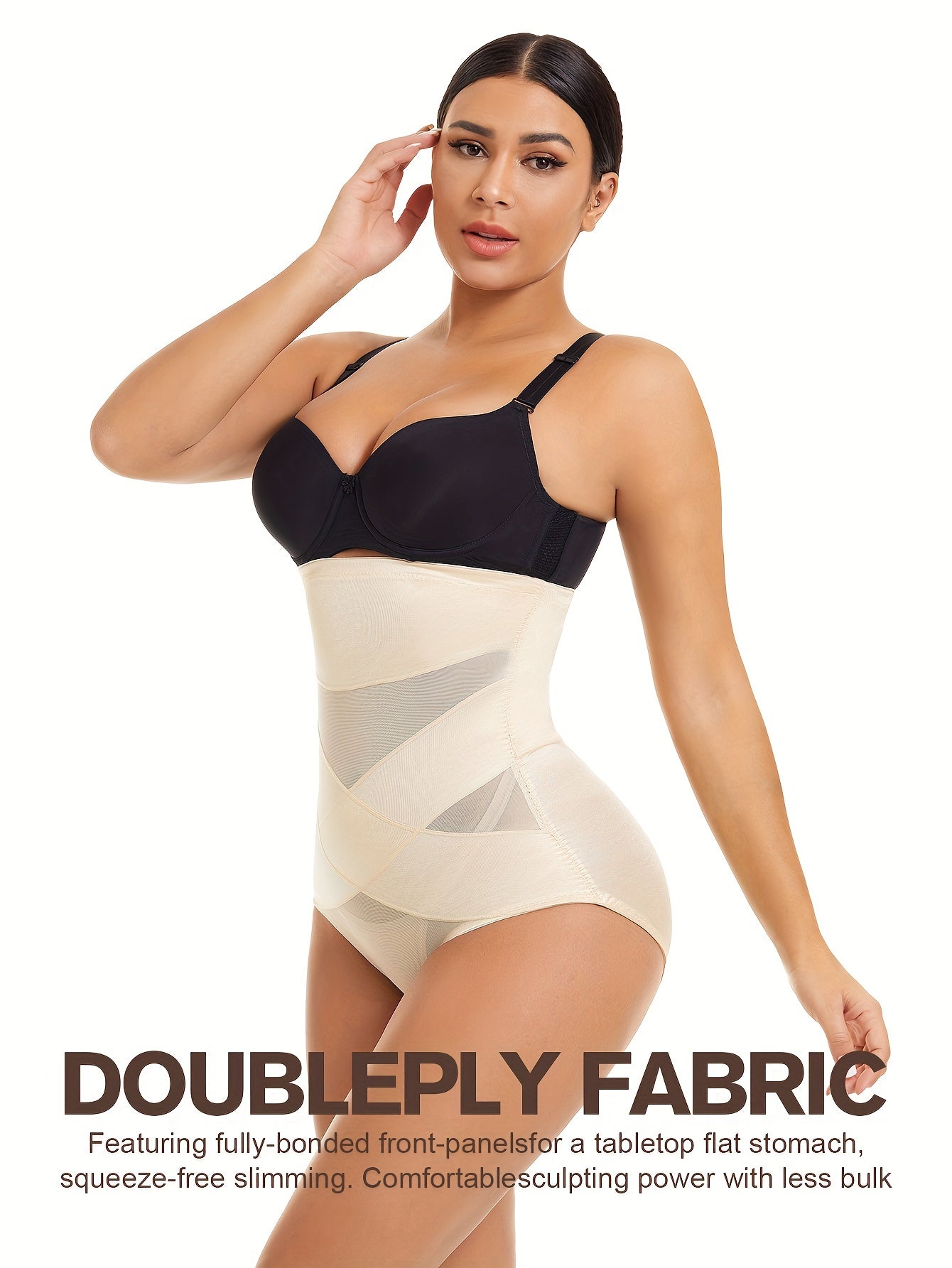 High Waist Shaping Panties Tummy Control Buttock Lifting Solid Color Nylon Spandex