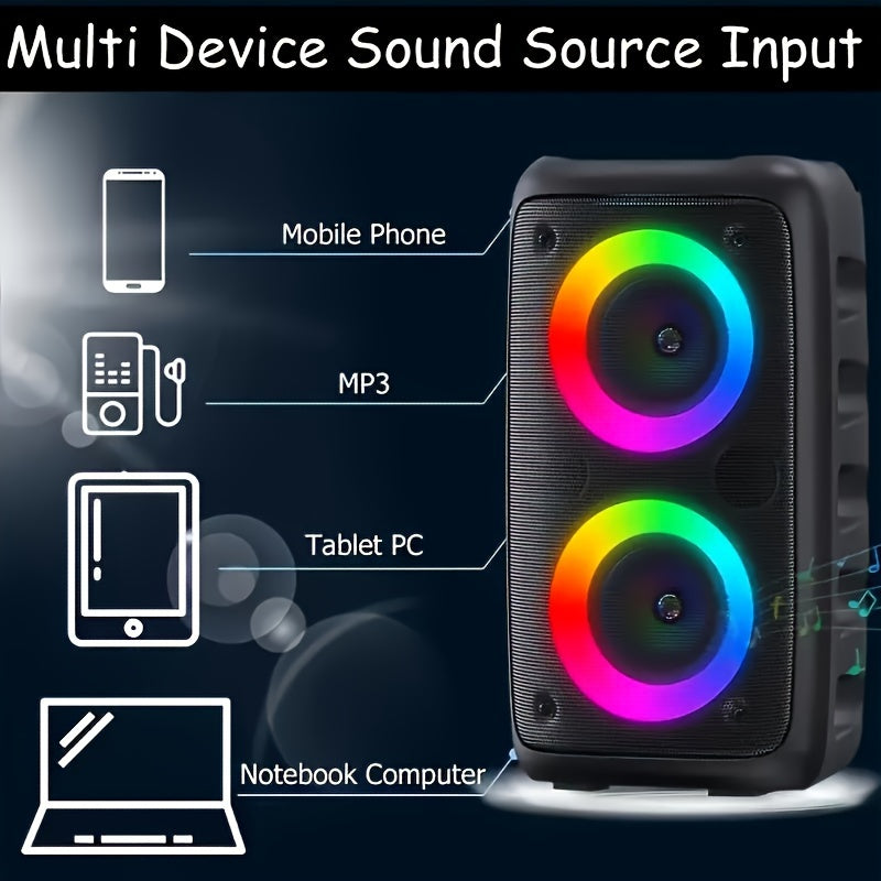 Wireless Bluetooth Speaker with Subwoofer RGB Lights FM Radio TWS 10W Black
