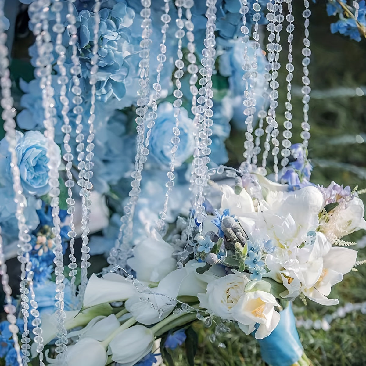 Acrylic Bead Garland 3m White and Clear Beads Wedding Christmas Decor Hanging Decoration