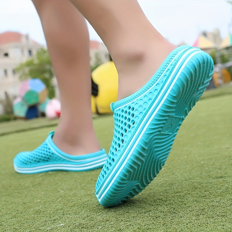 Women's Black and Red EVA Clogs: Breathable Garden Shoes with Adjustable Strap