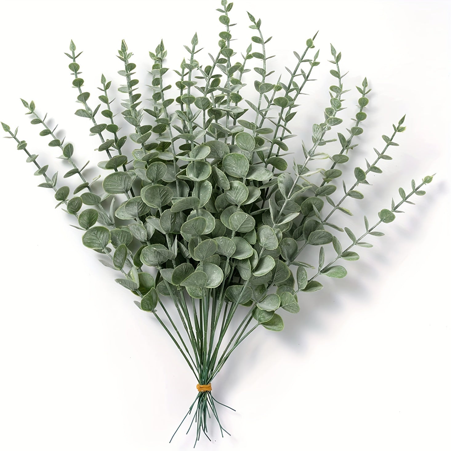 10 Realistic Eucalyptus Leaf Stems for Spring Decor, Faux Green Foliage