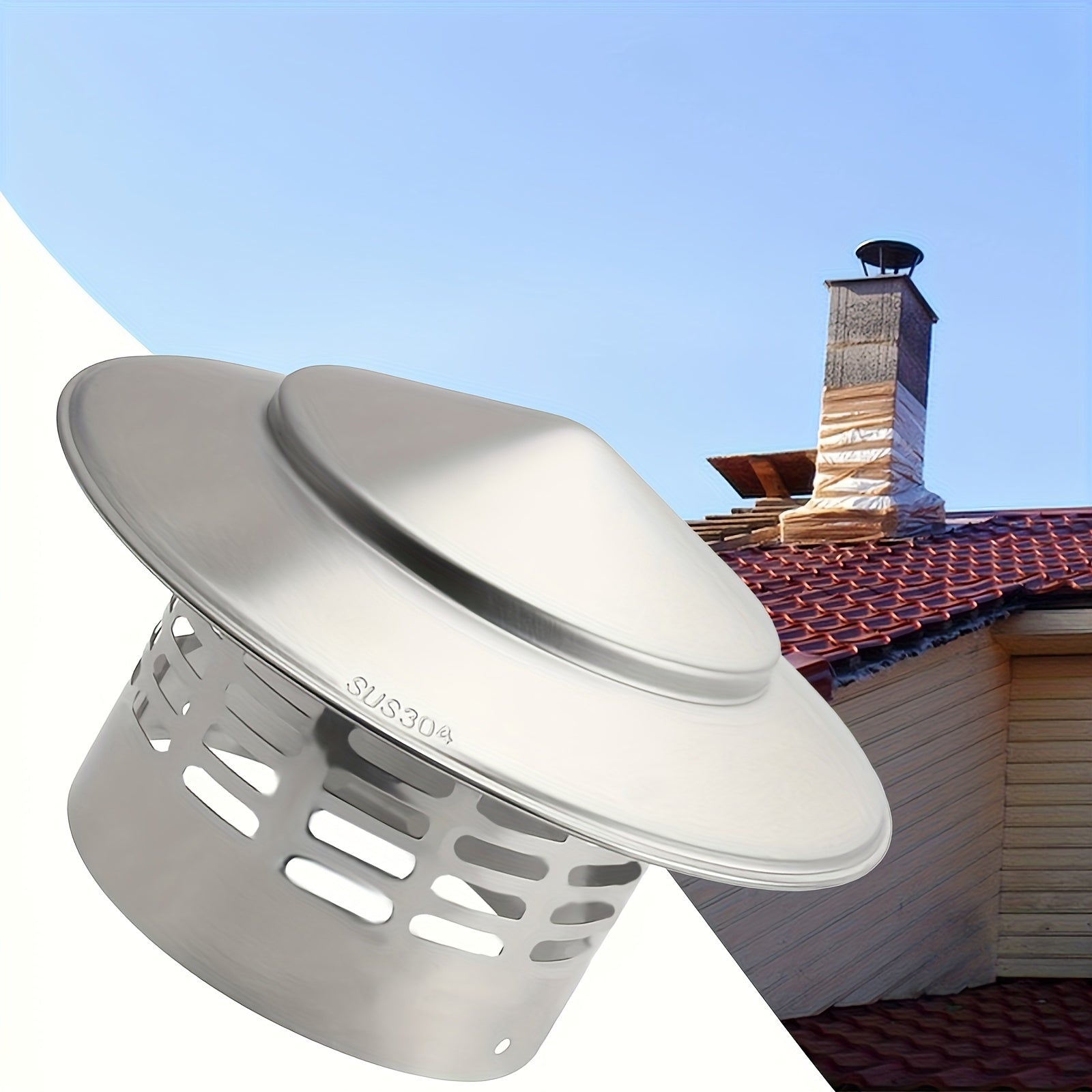 Durable Stainless Steel Chimney Cap Rainproof Vent Cover for Flue and Duct Pipes