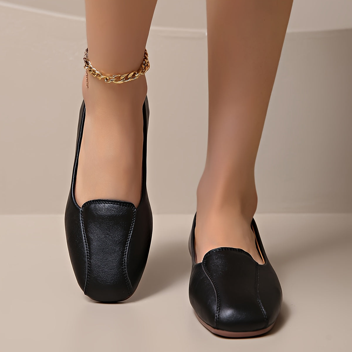 Women's Vintage Sequin Slip-On Shoes Polyurethane Upper Square Toe All Season