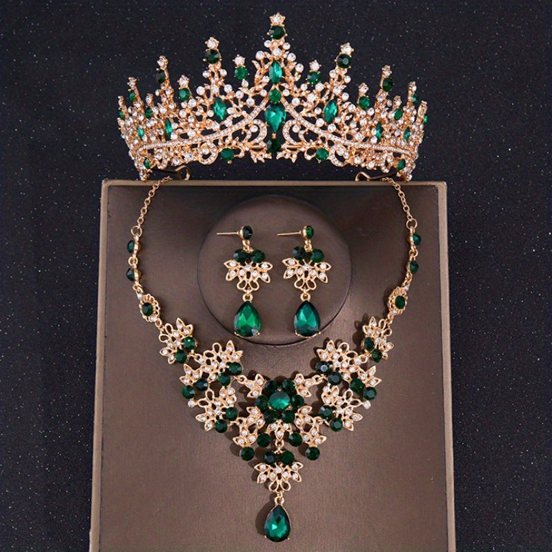 3 ta kumush kristalli to'y zargarlik buyumlari, taqilgan taqinchoqlar, taqinchoqlar, tiara, soch aksessuarlari to'plami