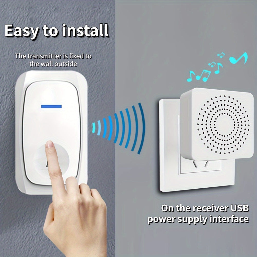 Wireless Smart Doorbell with 38 Chime Options and Long Distance Remote Control
