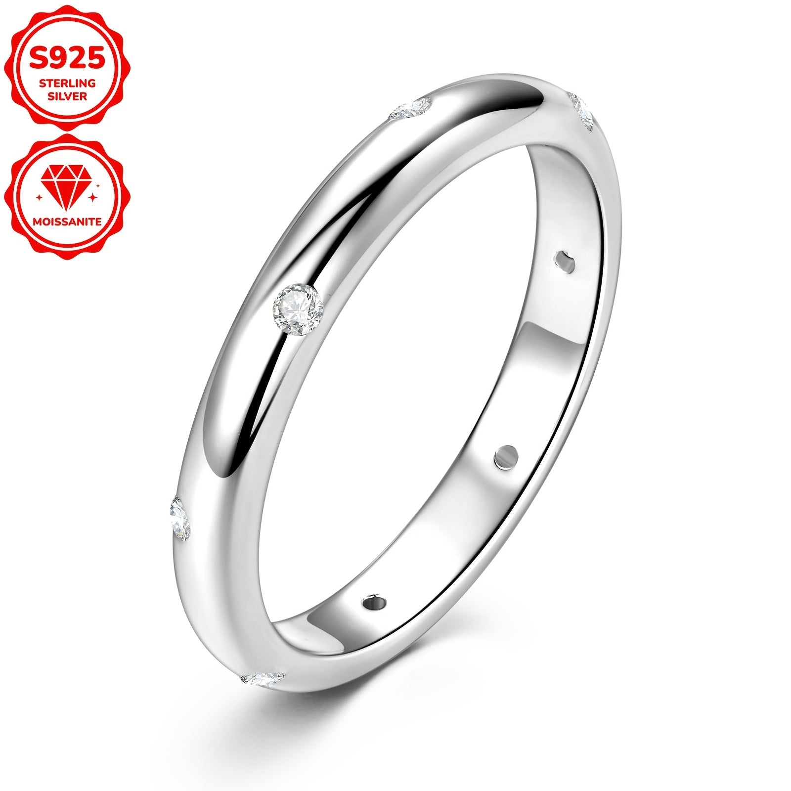 Sterling Silver Engagement Ring with Moissanite and April Birthstone 14K Gold Plated