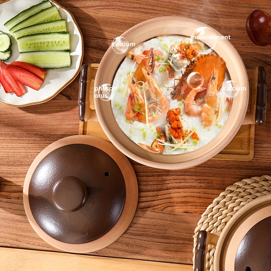 Представляем набор керамических кастрюль 1Set, жаропрочную кухонную посуду, совместимую с газовыми плитами и духовками. Этот набор идеально подходит для приготовления рагу и имеет большую емкость 135,28 унций, что делает его подходящим для 4-5 человек.