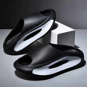 Women's Slip-On Platform Sandals with Cushioned EVA Sole Black White