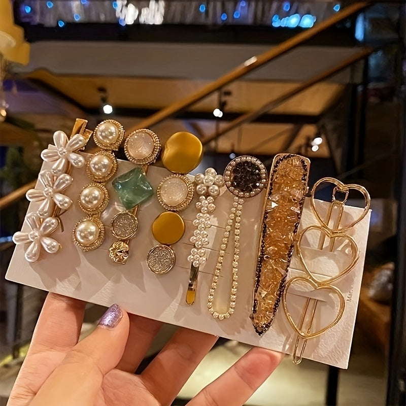 Elegant Duck Billed Hair Clip Set with Faux Pearls for Prom and Party Hairstyles