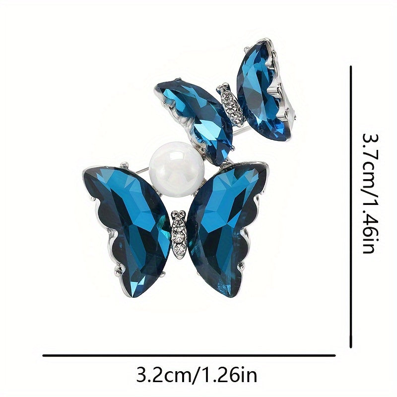 Gradient Butterfly Brooch Rhinestone Pin for Suits Jackets Elegant Accessory