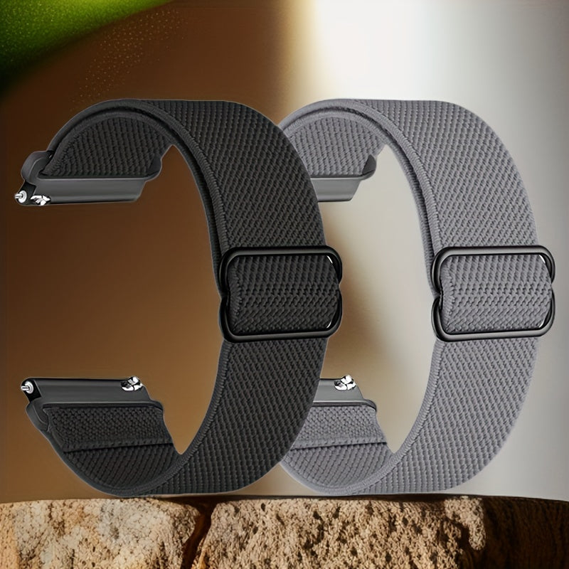 2-Pack Elastic Nylon Watch Bands for Men Women 18mm 20mm 22mm Non-Water Resistant