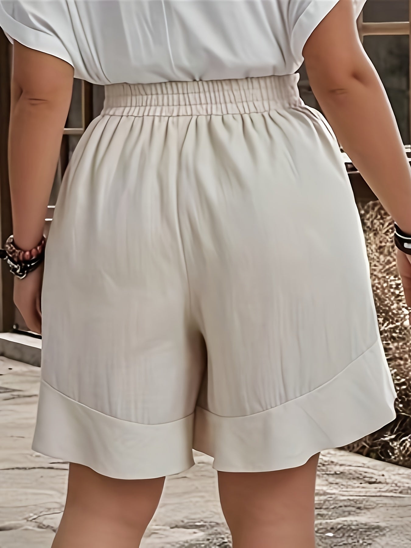 Plus Size Women's Wide-Leg Shorts Polyester Casual Vacation Wear