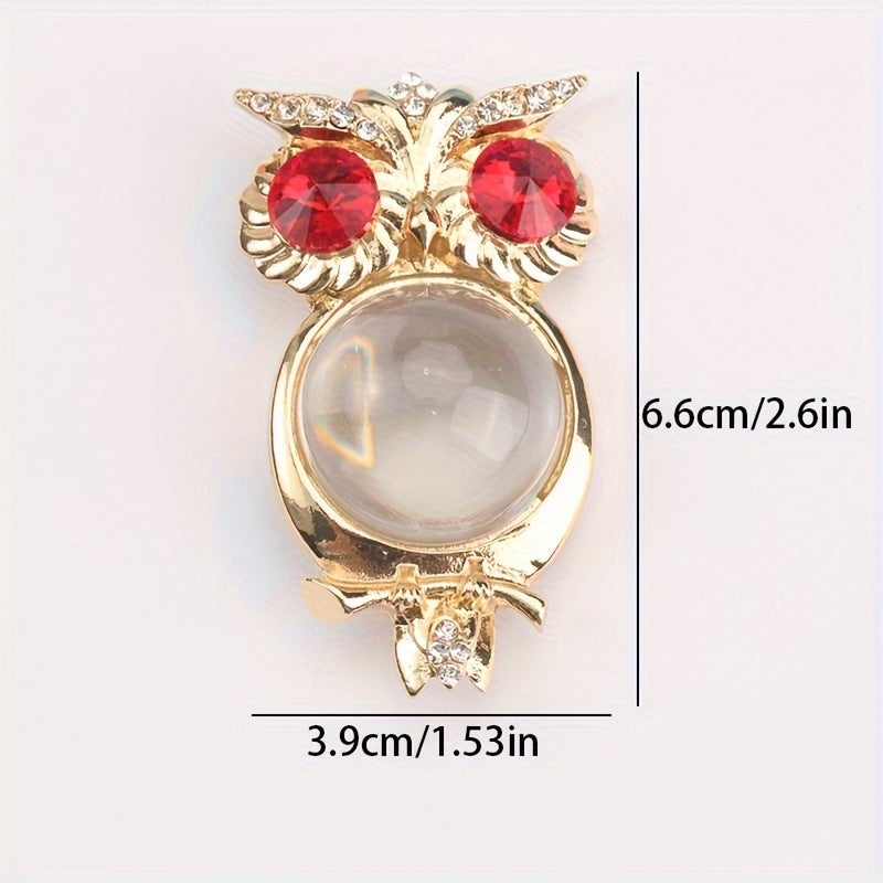 Женский брошь-сова из сплава, стеклянная галька, драгоценный камень, современный 3D-аксессуар для лацкана