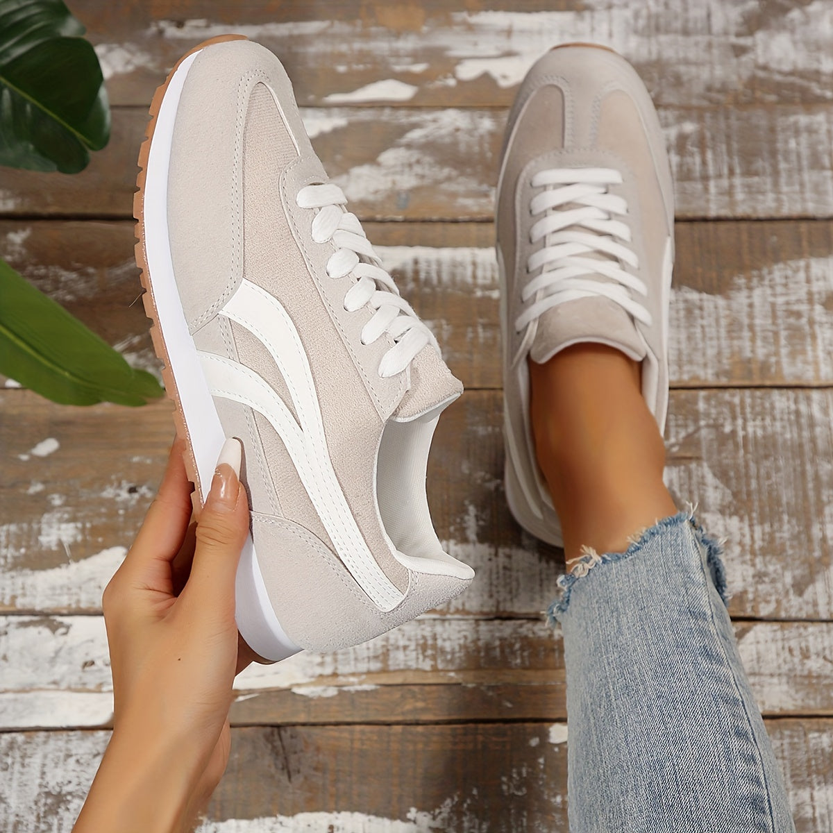 Women's Red Gray Fabric Sneakers with Soft Sole Breathable Comfort