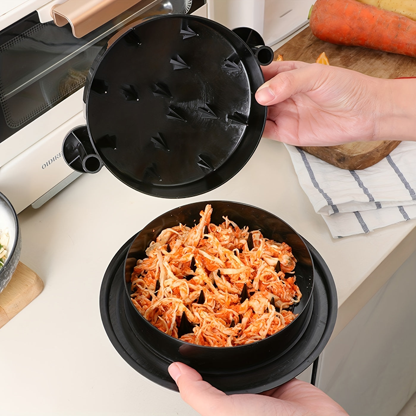 Rallador de carne negro reutilizable para pollo y carne de res con asa