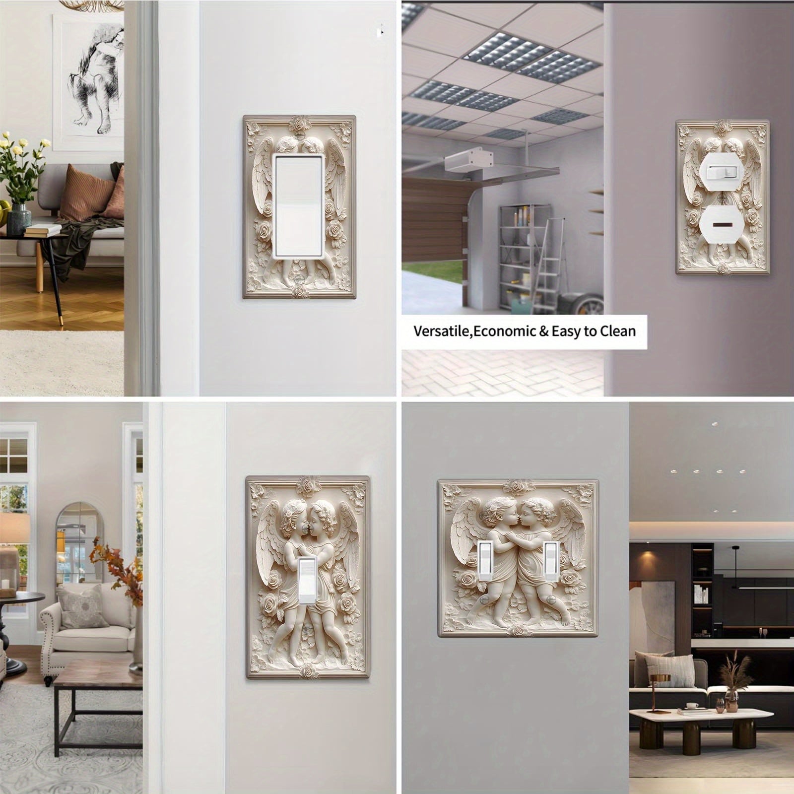 Cubierta decorativa de plástico para interruptor de luz Angel Kisses para cocina y oficina en casa