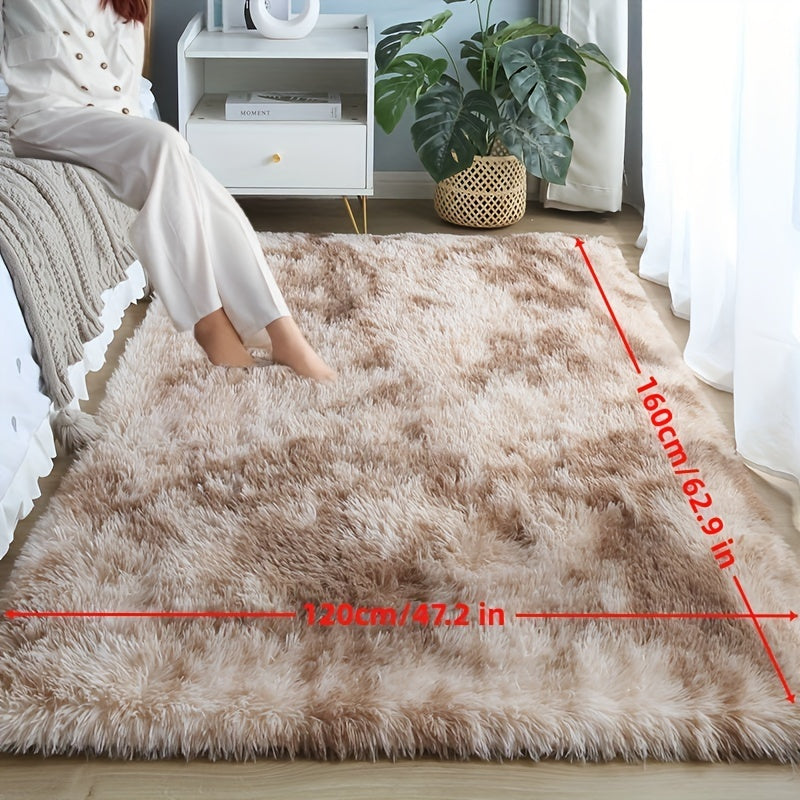 Beige Shaggy Area Rug with Non-Slip Backing for Bedroom Living Room Decor