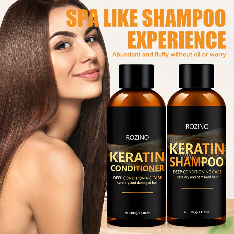 Unisex Dry Hair Keratin Shampoo and Conditioner Set Glycerin Enriched Hydrating Silky Finish