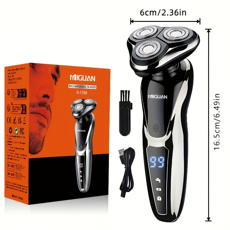 Men's Electric Razor with Nose Hair Trimmer Digital Display Rechargeable Lithium Battery