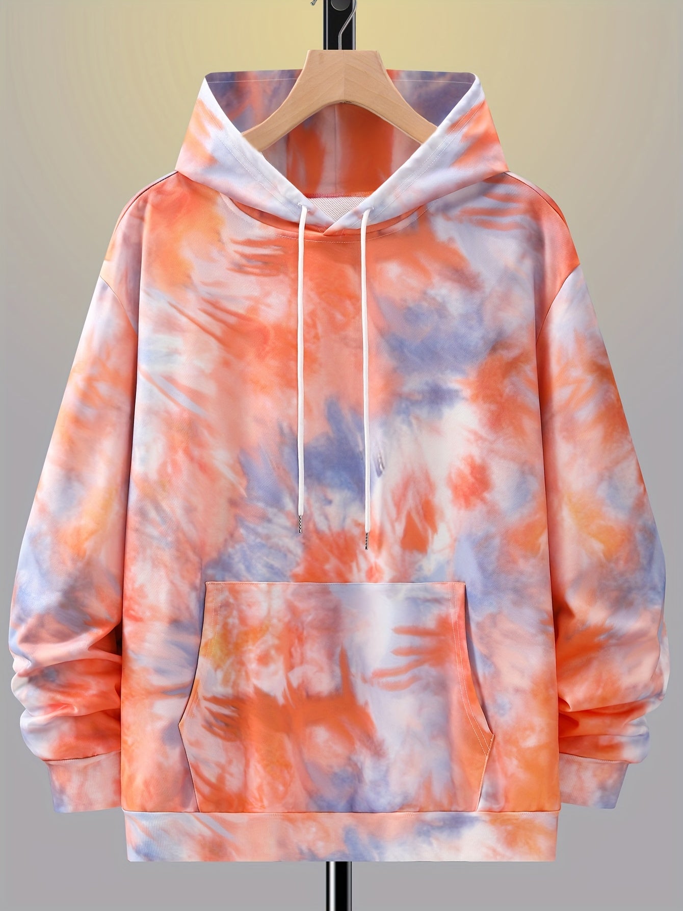 Men's Gradient Colorful Hoodie with Pockets and Drawstrings Plus Size