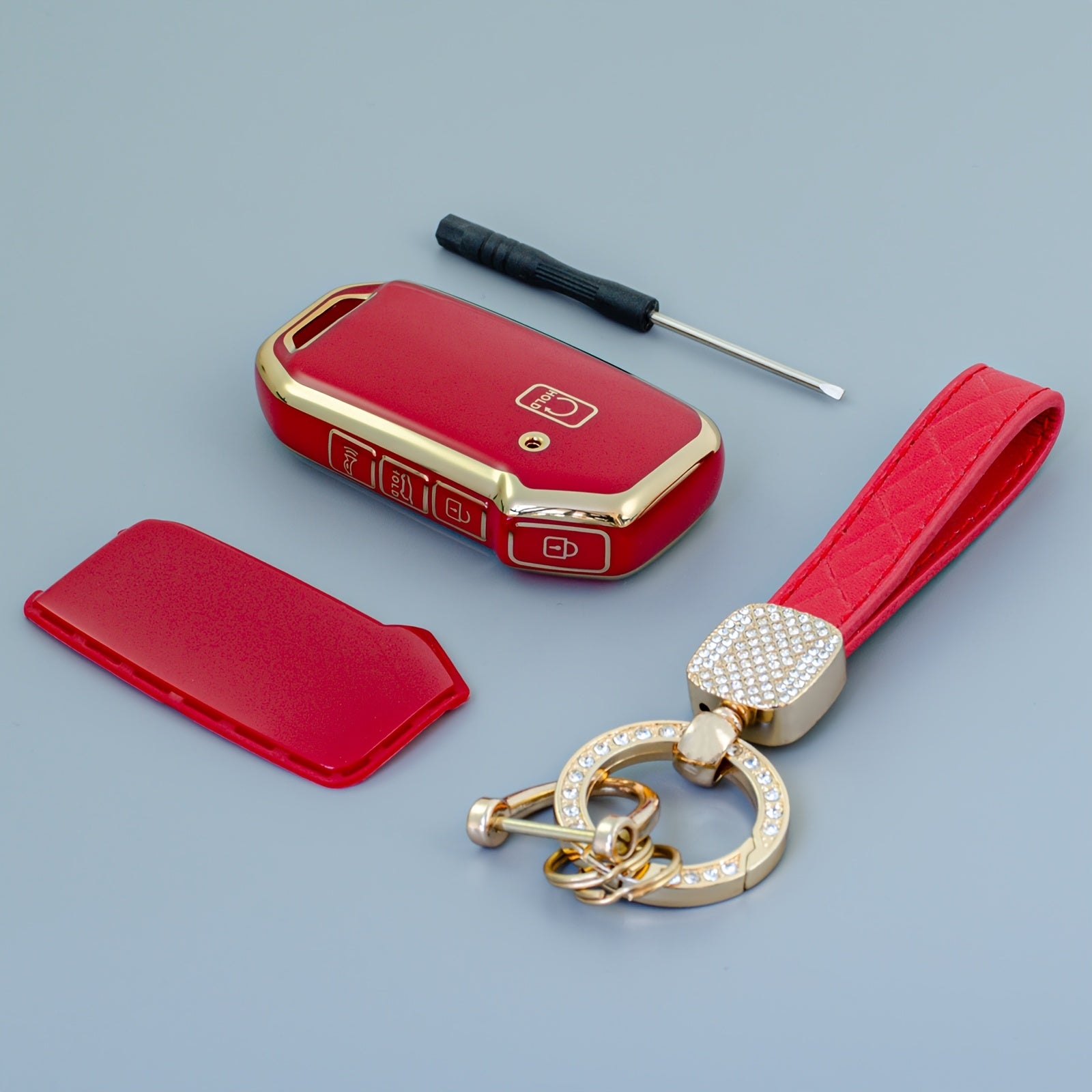 TPU Key Fob Cover Protective Case with Keychain for SUV and Sedan Vehicles