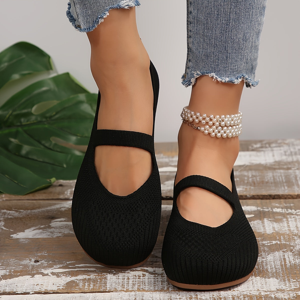 Zapatos casuales de mujer tipo Mary-Jane con tela transpirable y diseño slip-on