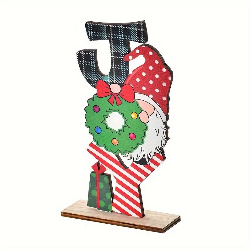 Wooden Christmas Letter Garland with Snowflakes and Dwarves Holiday Decor