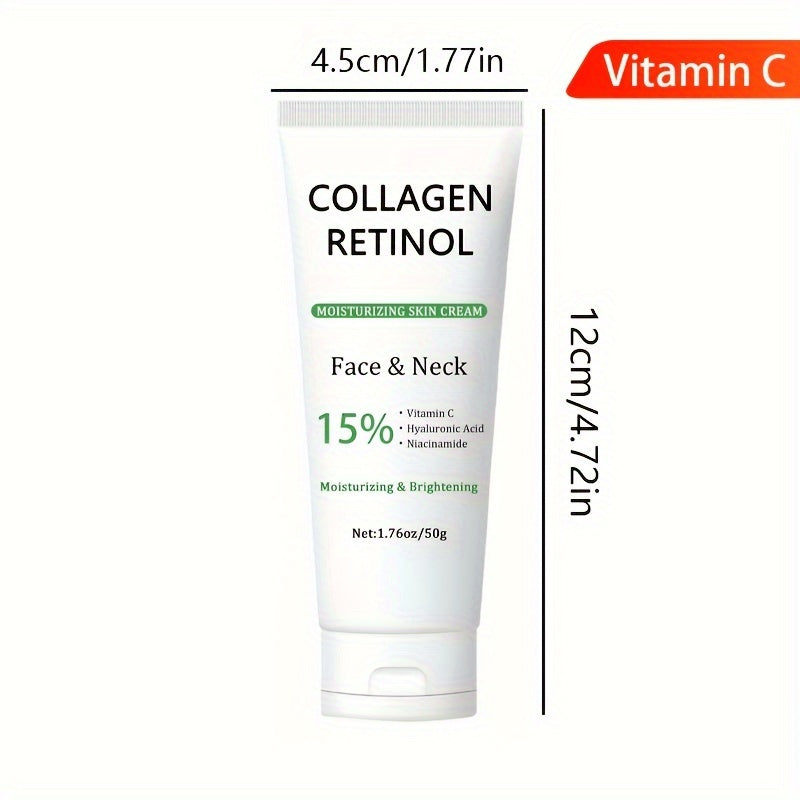 1.76oz Retinol yuzni ko'taruvchi kremi Gialuron kislotasi, Vitamin C va Niacinamid bilan. Terini mustahkamlaydi va ko'taradi, tuzilishini va rangini yaxshilaydi, va namlik ta'minlaydi.
