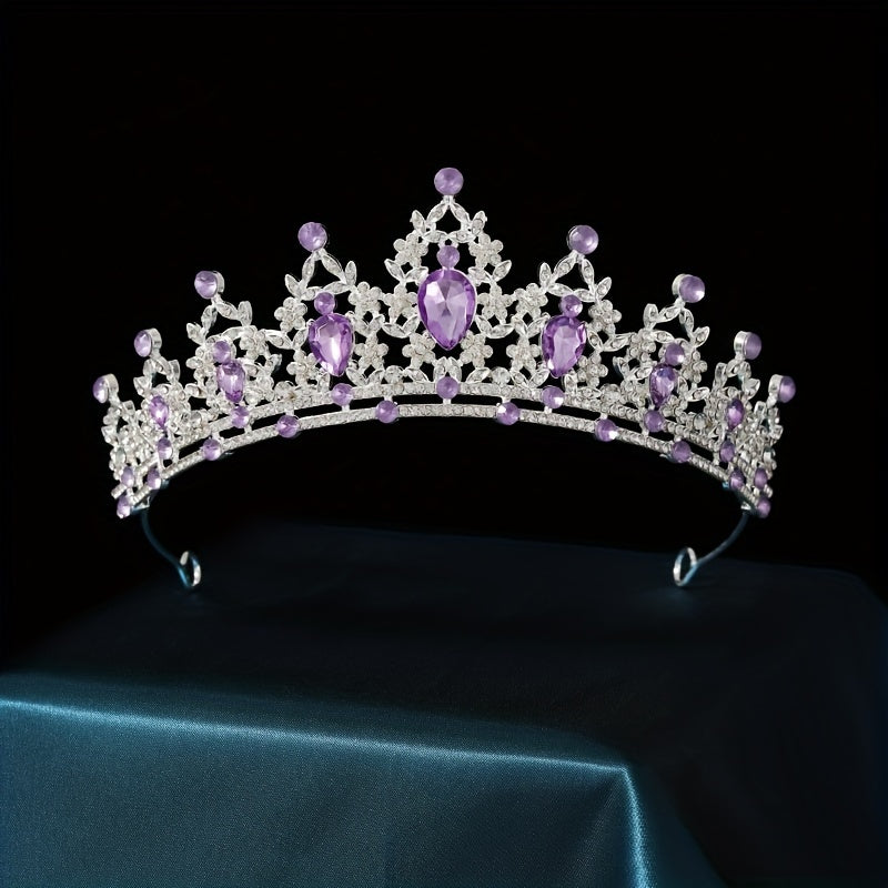 Ladies' Elegant Party Tiara with Classic Crown Jewels for Bridal and Royal Occasions