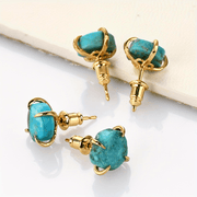 Copper Stud Earrings with Turquoise Stone Boho Chic for Women