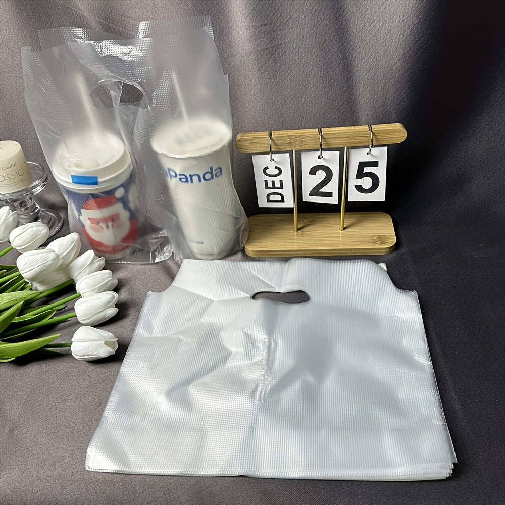 100 Pack Plastic Coffee and Beverage Packaging Bags, White Transparent, Disposable