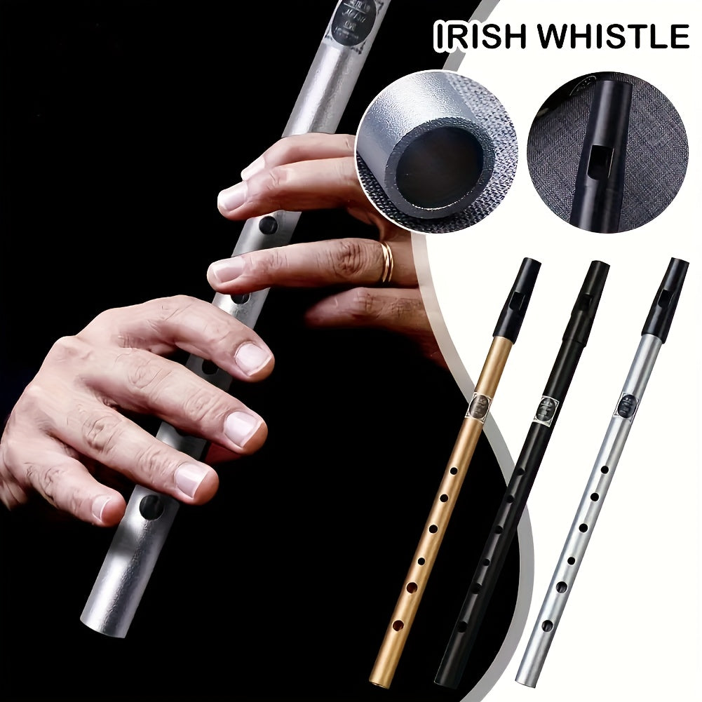 Irish Whistle in C/D Key Aluminum Alloy Lacquered Black or Gold Beginner-Friendly