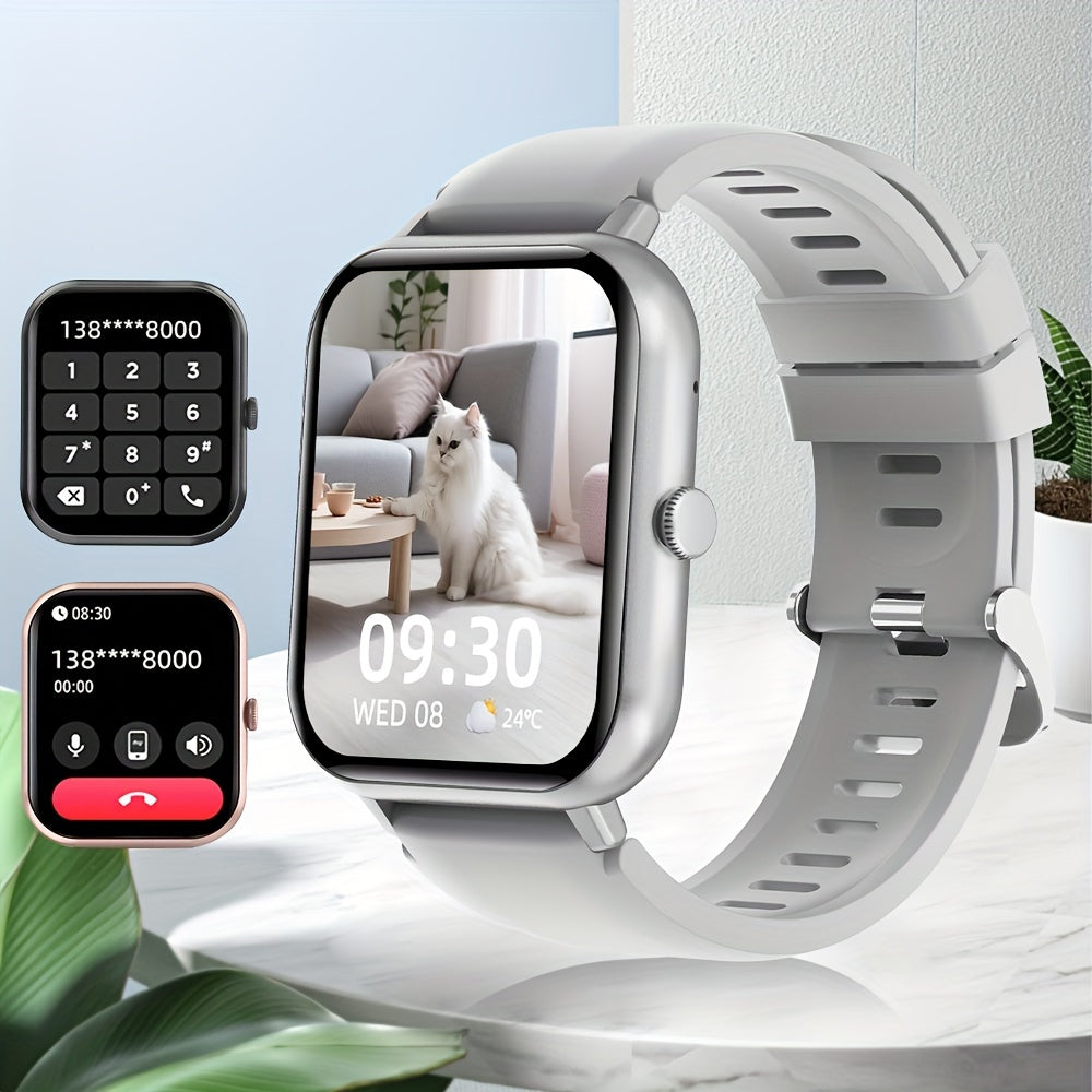 Часы LifeBee Smartwatch для мужчин и женщин - 4,65 см полный сенсорный экран, функция звонка, более 100 режимов упражнений, шагомер, отслеживание расстояния и калорий, USB зарядка, красный, фитнес и мультиспорт