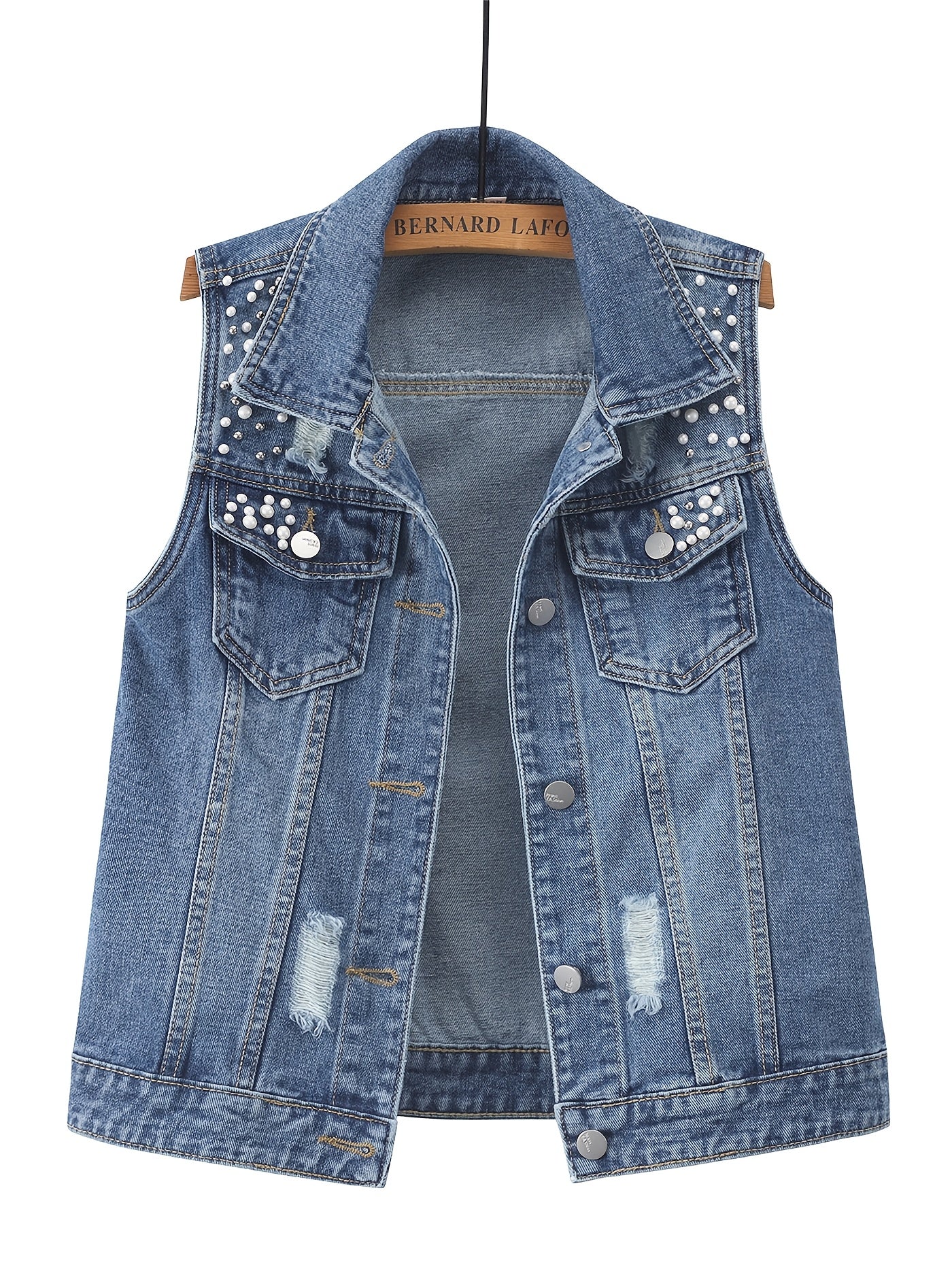 Women's Loose Denim Vest Shawl Spring Autumn Casual Jacket Blue Large