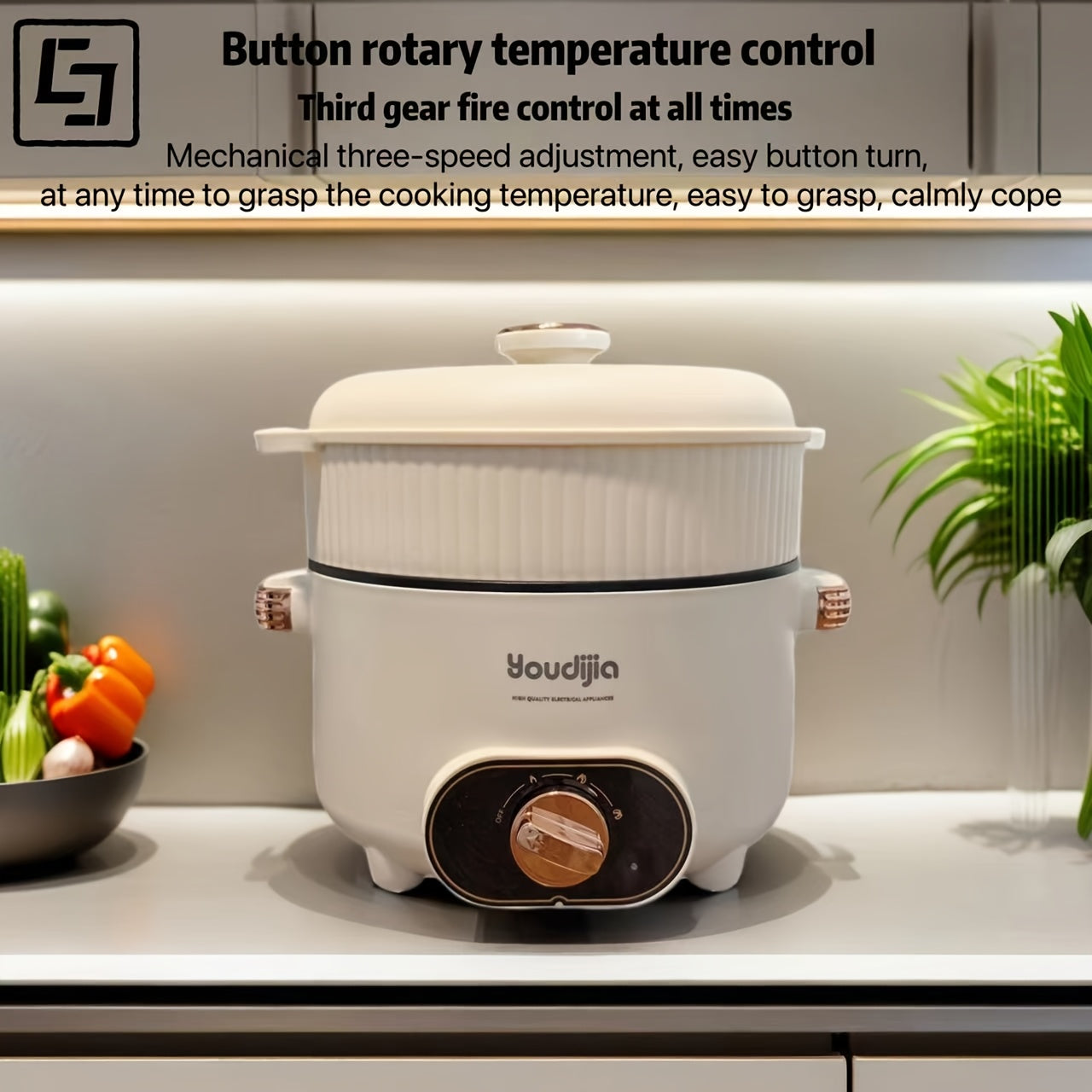 Cocina eléctrica de doble capa de 24cm con enchufe EU para hogar, autocaravana, oficina, dormitorio, sopa, salteado, arroz al vapor