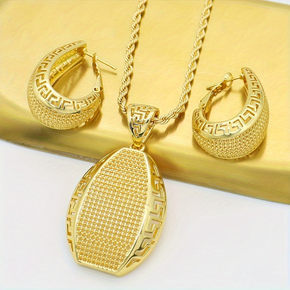 Women's Jewelry Set 18K Gold Plated Middle Eastern Style Copper Earrings Necklace for Daily Wear Weddings