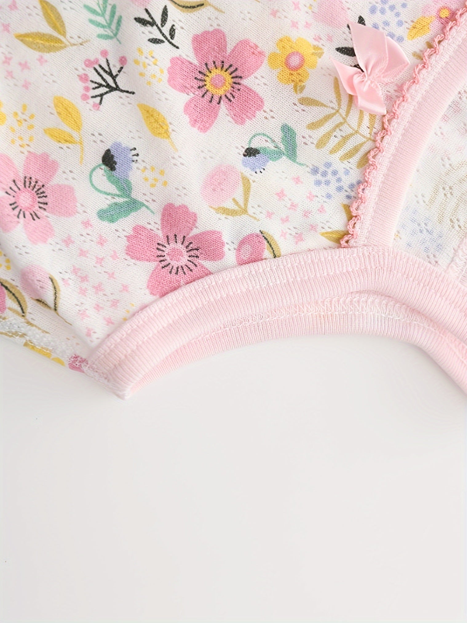 Girls' Floral Print Tank Tops Set with Bow Details Off-Shoulder Semi-Sheer Knit Fabric