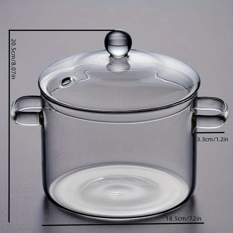Glass Stockpot Set 3 Sizes 14cm 15cm 16cm Clear Glass Cooking Pot