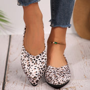 Women's Leopard Print Mary Jane Flats Pointed Toe Slip-On Shoes