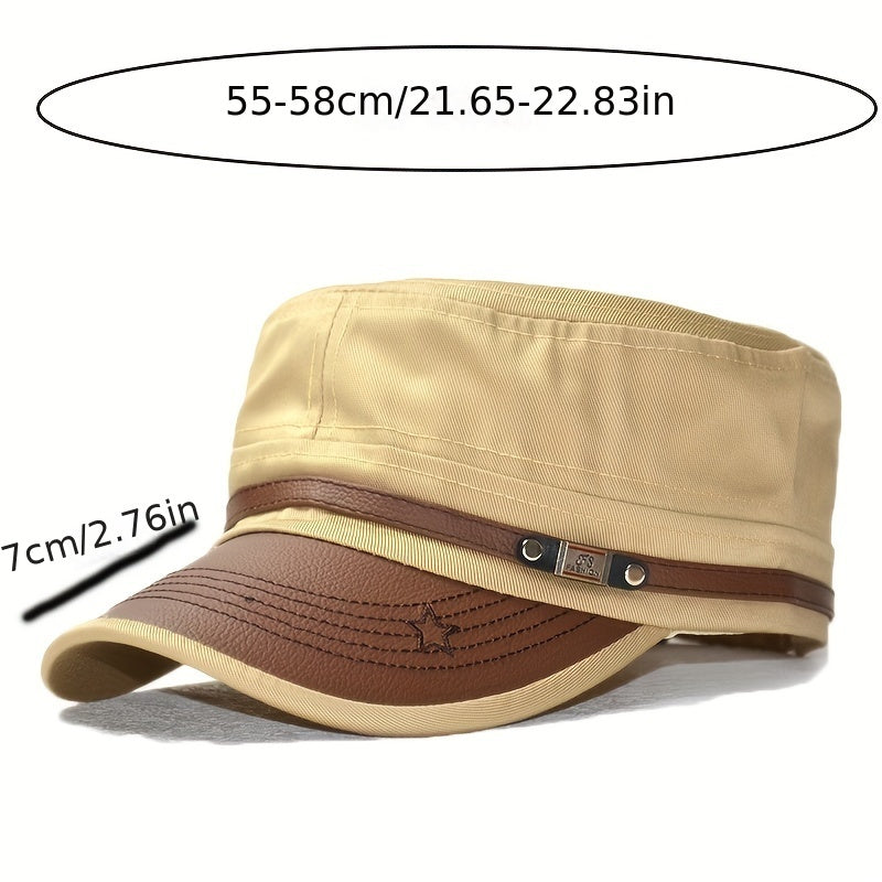 Gorra plana de mezcla de algodón para hombre con visera curva para protección solar en verano